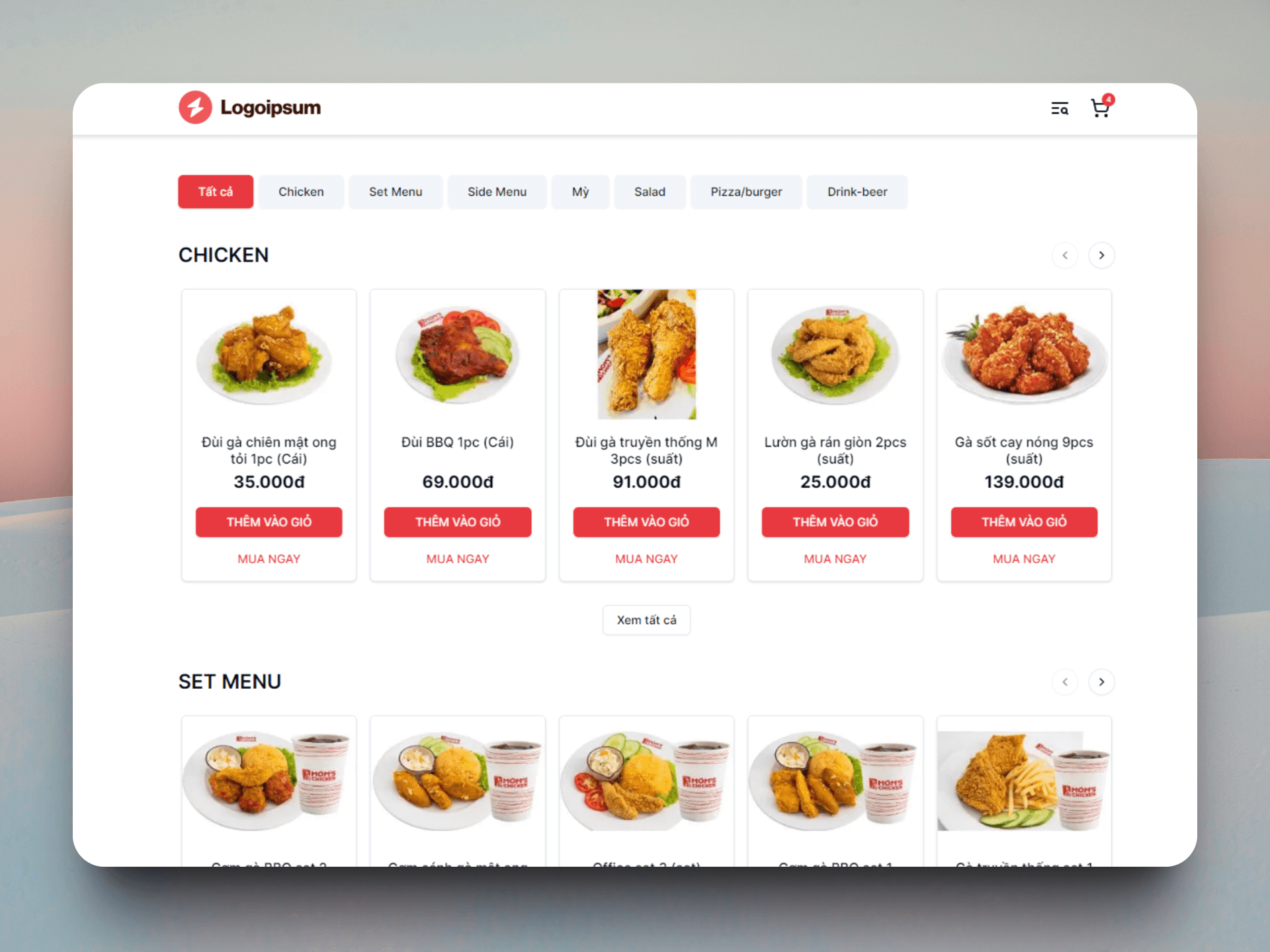 Source code Website đặt đồ ăn Food Order NextJS